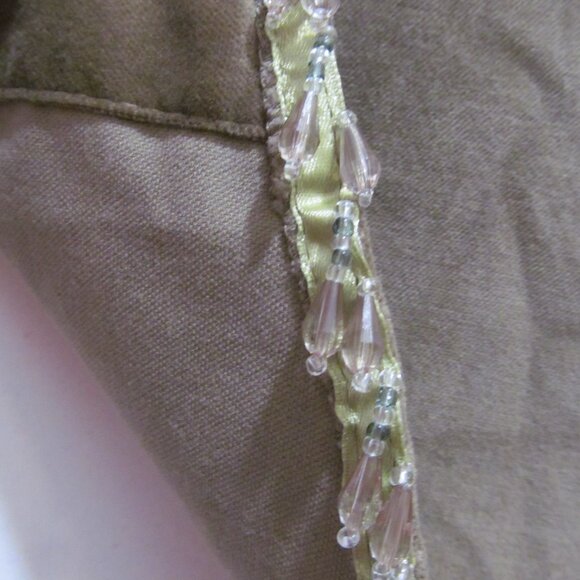 Curtain Valance with Beaded Trim Fringe Scalloped Olive Green 54 x 17.5 - Picture 9 of 16